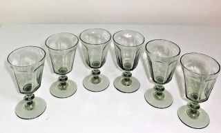 6 Lenox Antique Pale Sage Green Crystal Wine Water Goblet 5”/ 1974 - 87/handblown 3