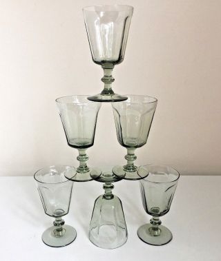 6 Lenox Antique Pale Sage Green Crystal Wine Water Goblet 5”/ 1974 - 87/handblown 7