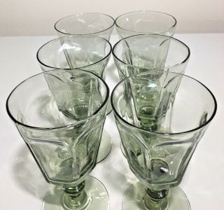 6 Lenox Antique Pale Sage Green Crystal Wine Water Goblet 5”/ 1974 - 87/handblown 8