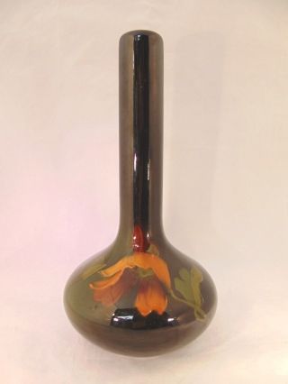 Antique Weller Louwelsa Owens Style Smokestack Vase Unsigned Floral Art Pottery