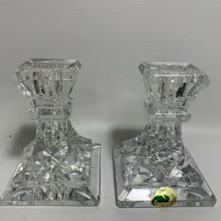 Waterford Crystal Lismore 4” Candle Holders Candlesticks Pair Without Box
