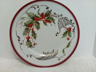 Raynaud & Co Limoges Dinner Plate Christmas Holly Design,  Artist Signed,  France