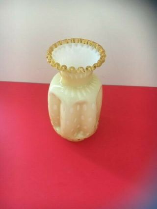 Vintage (C.  1961) Fenton Honey Amber Bubble Optic Art Glass 1358 Pinch Vase 6