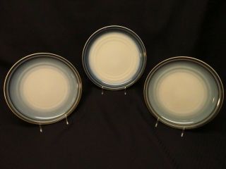Set Of 3 Noritake Stoneware Sorcerer Blue 8620 10.  25 " Dinner Plates,  Japan