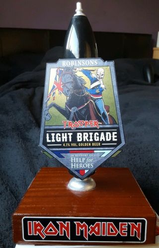 Iron Maiden Trooper Beer Light Brigade Pump Clip & Dummy Hand Pull Display.  Look