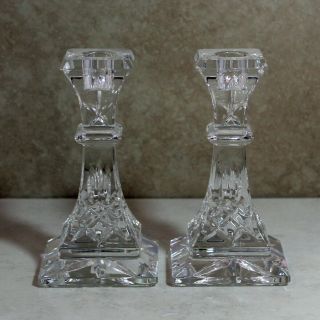 Waterford Crystal Tableware No Box Lismore Single Light 6 " Candlestick Pair
