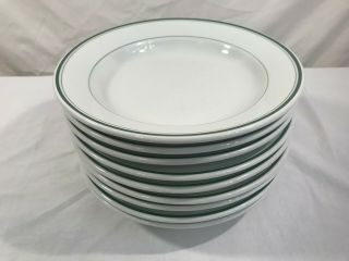9x - Vtg Pillivuyt Porcelain 9 " Soup/salad Bowls France White Green Ceramic
