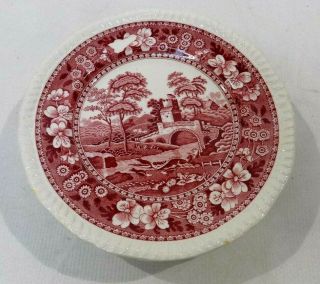 C1920s Spode Copeland Tower Cranberry (red/pink) Bread & Butter Plates 8pc Old Mk