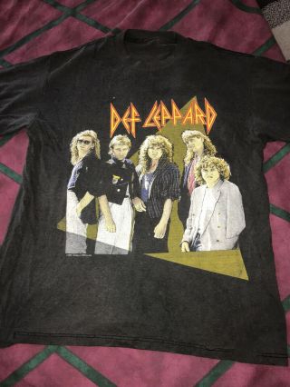 Def Leppard Vtg 1987 Hysteria Tour Concert T - Shirt Double Sided Single Stitch