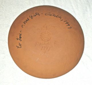 Vintage Ned Foltz Redware Pottery Plate Bowl Tulip Slip Glaze Signed Folk Art 8