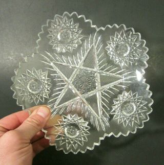 Antique Dorflinger American Brilliant Abp Cut Glass " Marathon " Star 7.  25 " Plate