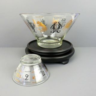 Mid Century Mcm Anchor Hocking Zodiac Chips Dip Bowl Set Astrology Signs