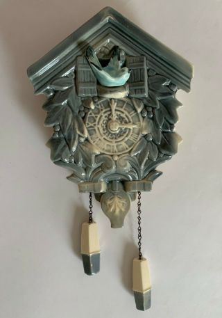 MID 1950 ' S VINTAGE MCCOY CLOCK WALL POCKET GRAY/WHITE WITH BLUE BIRD 4