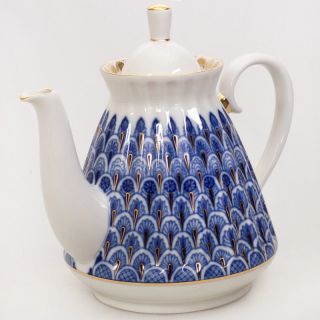 25 Fl Oz Imperial Porcelain Brewing Teapot Lomonosov Russian Forget - Me - Not