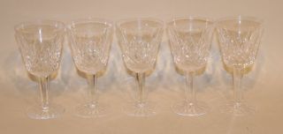 5 Waterford Irish Crystal Lismore 5 - 7/8 Claret Wine Glasses Goblets Stems