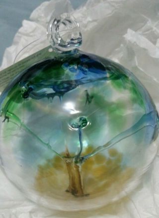 Pairpoint Glass Tree Of Life Hanging Witch Ball Anne C.  Ross With Tag & Box