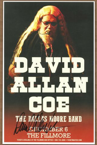 David Allan Coe Autographed 2007 Gig Poster