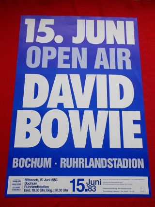 ,  1983 David Bowie Concert Poster 15.  6.  Bochum Germany 1st Print