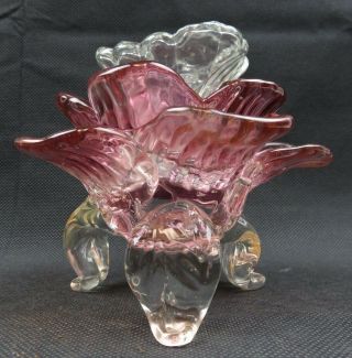 Floral Mid Century Art Glass flower décor candle votive holder 3