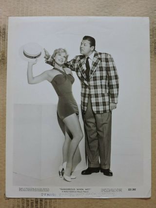 Denise Darcel With Jack Carson Leggy Swimsuit Pinup Portrait Photo 1953 Mgm