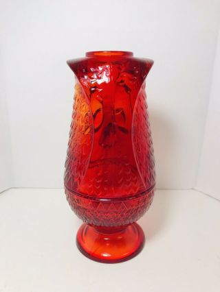 Vintage Viking Ruby Red Art Glass Owl Fairy Candle Lamp 4