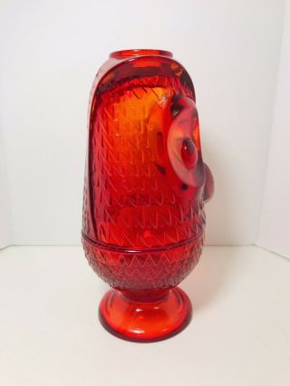 Vintage Viking Ruby Red Art Glass Owl Fairy Candle Lamp 5