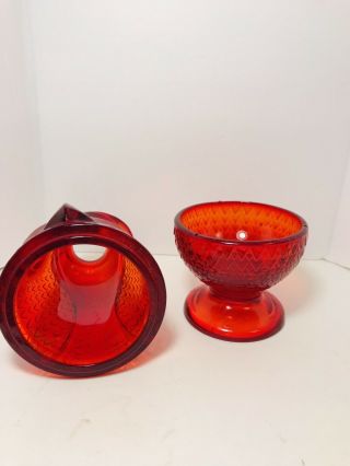 Vintage Viking Ruby Red Art Glass Owl Fairy Candle Lamp 6