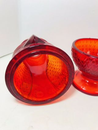 Vintage Viking Ruby Red Art Glass Owl Fairy Candle Lamp 7