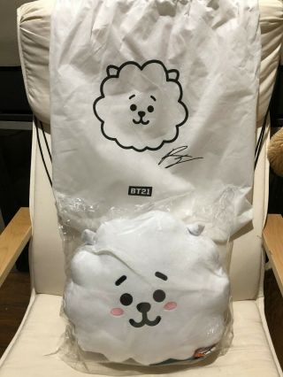 Nwt Official Line Friends X Bt21 Rj Plush Cushion Pillow With Dust Bag Jin Bts