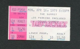 1979 Donna Summer Concert Ticket Stub Houston Summit Bad Girls