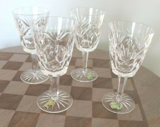 Set Of 4 Waterford Ashling Cut Crystal Water Goblets Stemware