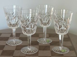 Set Of 4 Waterford Ashling Cut Crystal Water Goblets 6 7/8 " Stemware