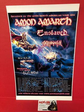 Amon Amarth Skeleton Witch Enslaved Autographed Signed Tour Poster 11x17