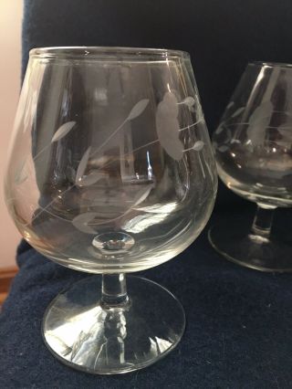 Princess House Heritage Set Of 12 Brandy Snifters Stemmed Glasses Etched Crystal
