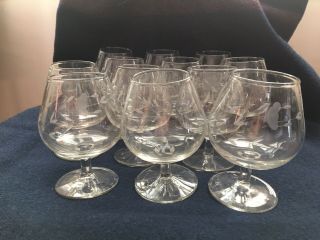 Princess House Heritage Set Of 12 Brandy Snifters Stemmed Glasses Etched Crystal 3
