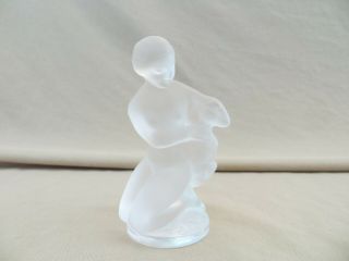Lalique Diana The Huntress W/ Fawn Satin Crystal Figurine France Vgc With Label