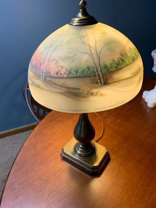 Fenton Reverse Painted Table Study Lamp Light