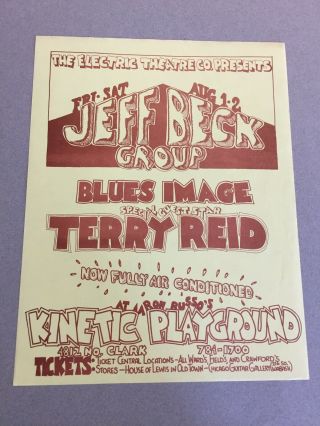 Jeff Beck Group 1969 Kinetic Playground Chicago Handbill Blues Image Terry Reid