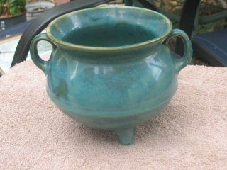 WJ Gordy Georgia Art Pottery Bowl Cauldron Rare Green & Blue Glaze Great Con NR 5