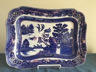 Platter/underplate Ye Olde Willow Staffordshire England 12.  5 " L X9.  5 " W Ironstone