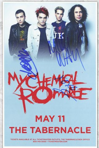 My Chemical Romance Autographed Concert Poster Gerard Way,  Ray Toro,  Mikey Way