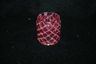 Great Northwood Cranberry Opalescent Ribbed Opal Lattice Toothpick Holder 1890 