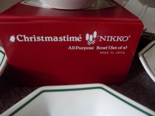 4 All Purpose Bowls Cereal soup,  Nikko Christmastime Christmas Time Tree New/Box 3