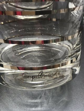 Mid Century Georges Briard Platinum Stripe Double Old Fashioned Glasses SET OF 4 8