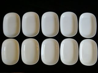 10 Corning Ware P - 140 - B Sidekick Snack Plates Dishes White Oval Pyroceram Usa