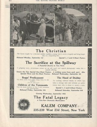 Tom Moore Alice Joyce 1913 Ad - The Christian/kalem Company Ny