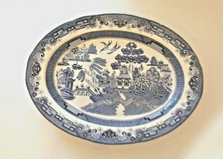 Vintage Large Blue Willow Heritage Ltd 18 X14 " Oval Serving Turkey Platter