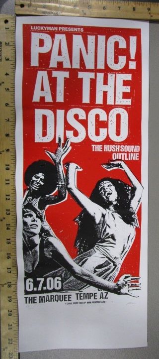 2006 Rock Roll Concert Poster Panic At The Disco Print Mafia S/n 100 Tempe Az
