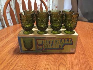 Set Of 8 Olive Green Whitehall By Colony Juice Glasses - With Box