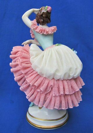 Oldest Volkstedt Dresden German Porcelain Irish Lace Figurine Ballerina 2 2